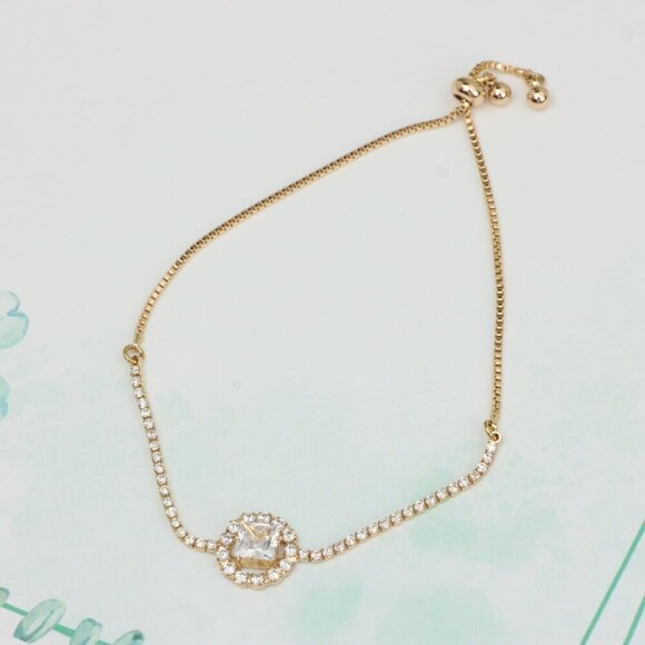 Chic Rose Gold Plated Adjustable A-Bracelet with Sparkling Design, XPAB0608 - Picture 4 of 11